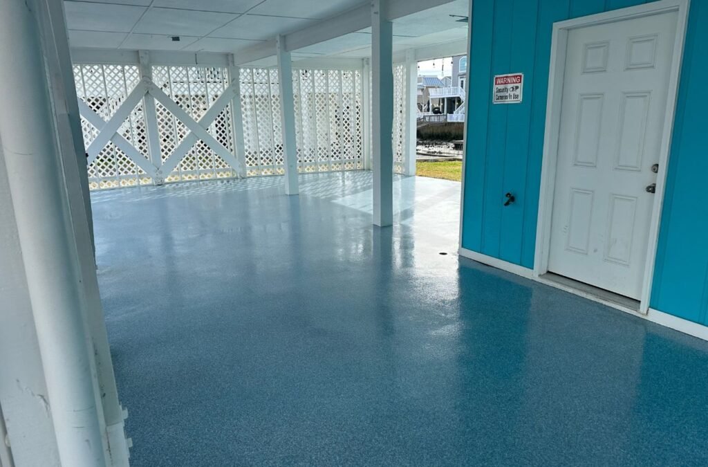 Durable and stylish epoxy flooring in a Leland home