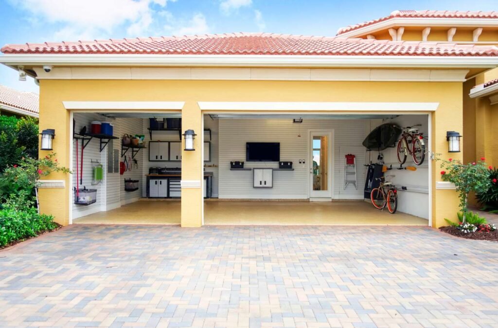 Detailed image showing organized garage compartments and labeled storage bins in a Wrightsville home, highlighting the practicality and efficiency of installations by Expert Epoxy Solutions.
